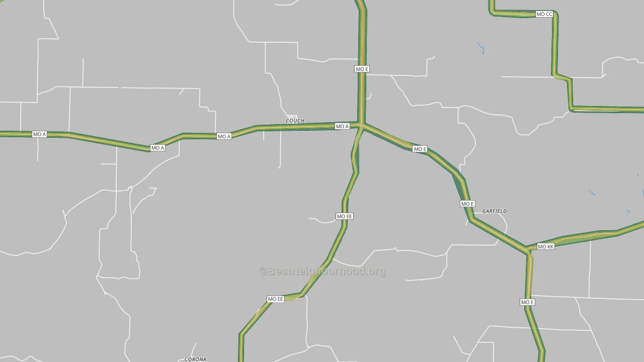 Garfield, MO Map of Noise Levels in Garfield