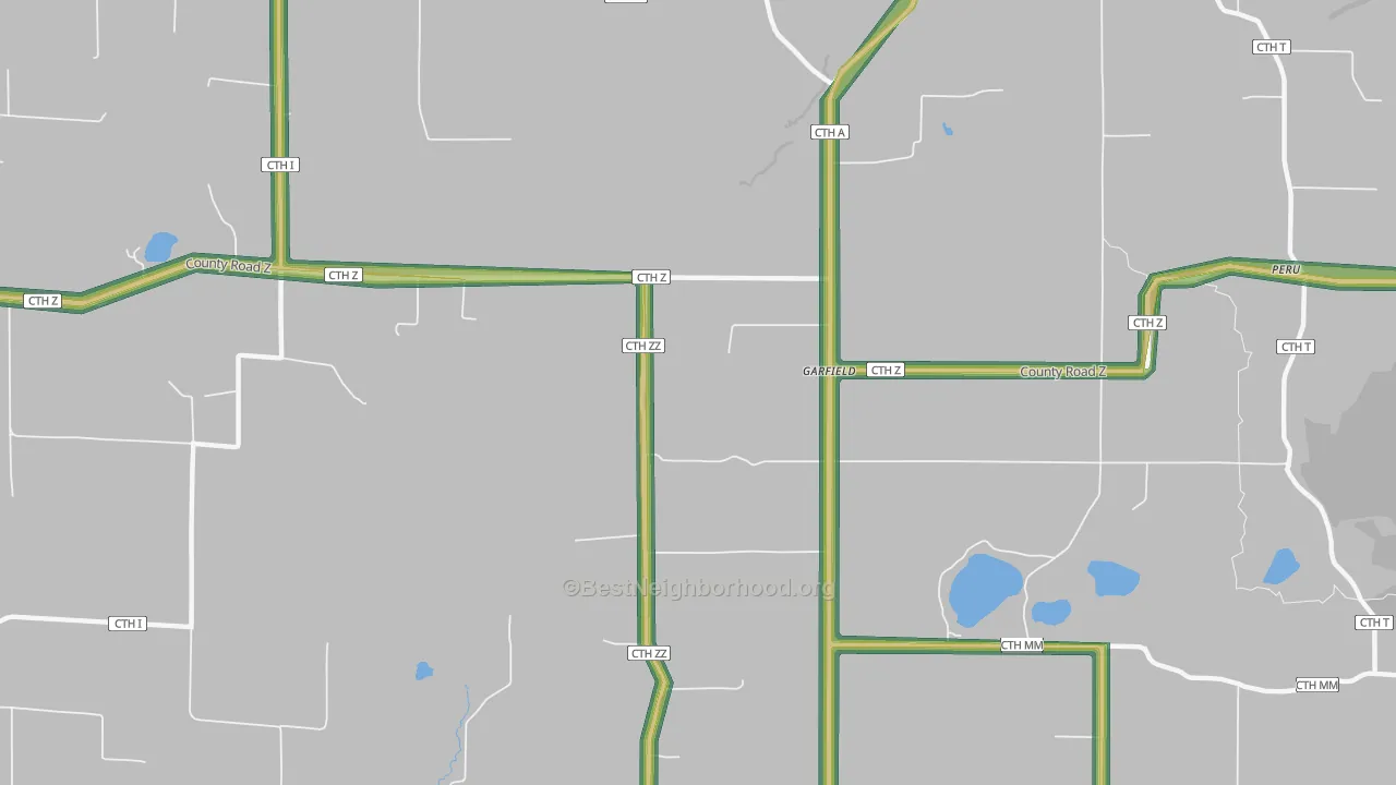 Garfield, WI Map of Noise Levels in Garfield