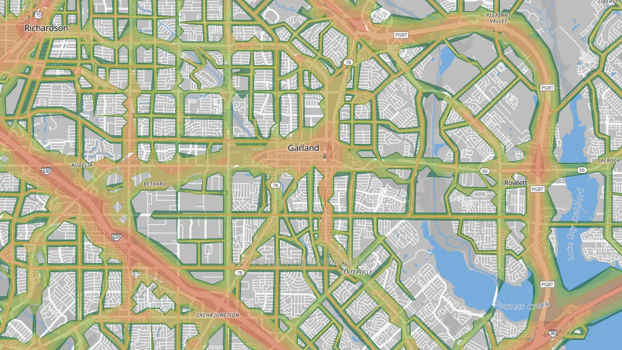 Garland, TX Map of Noise Levels in Garland
