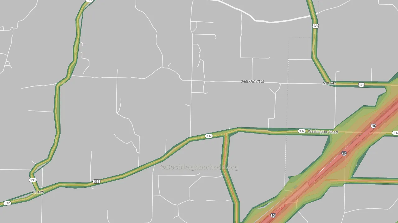 Garlandville, AR Map of Noise Levels in Garlandville