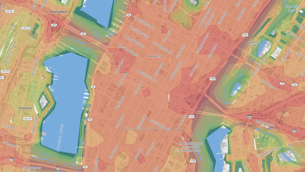 Garment District, Manhattan, NY Map of Noise Levels in Garment District