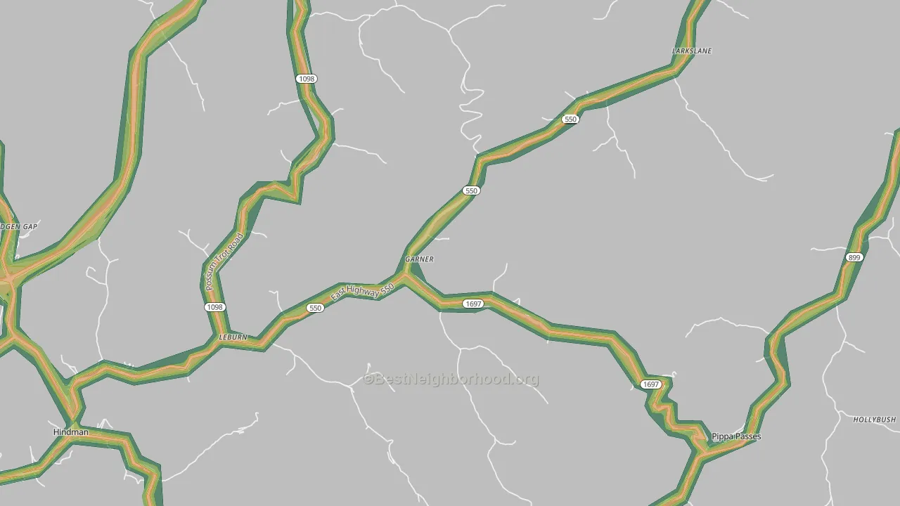 Garner, KY Map of Noise Levels in Garner