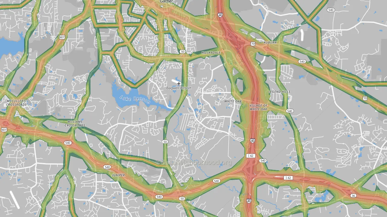 Garner, NC Map of Noise Levels in Garner