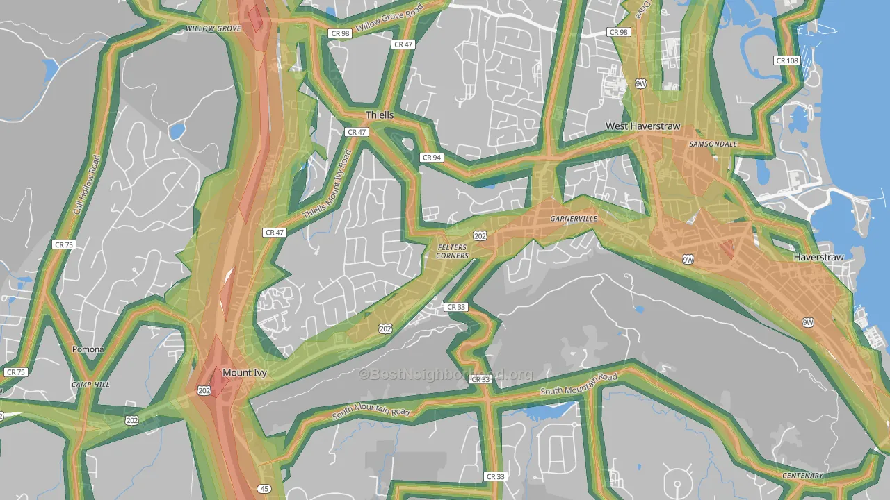Garnerville, NY Map of Noise Levels in Garnerville