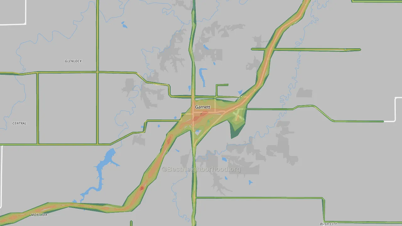 Garnett, KS Map of Noise Levels in Garnett