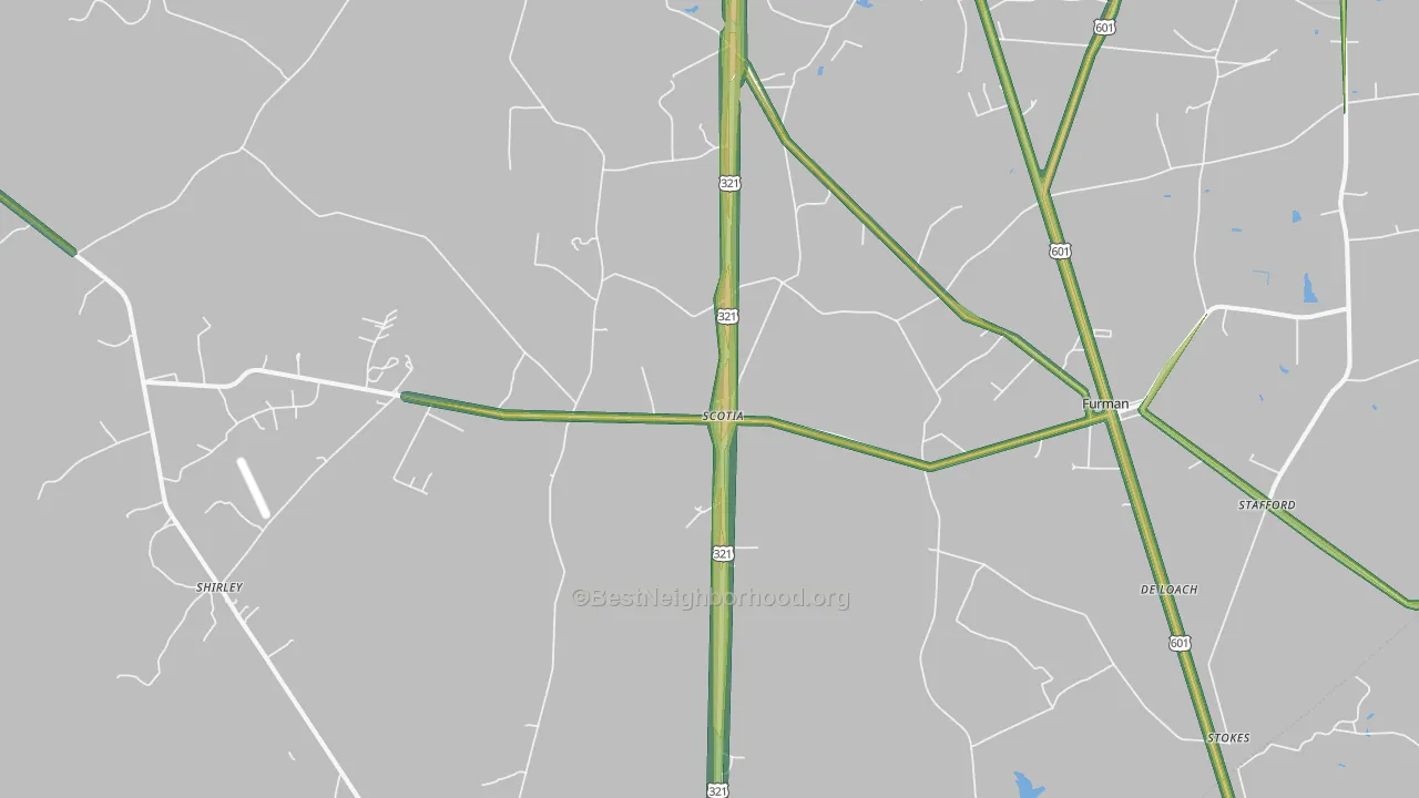 Garnett, SC Map of Noise Levels in Garnett