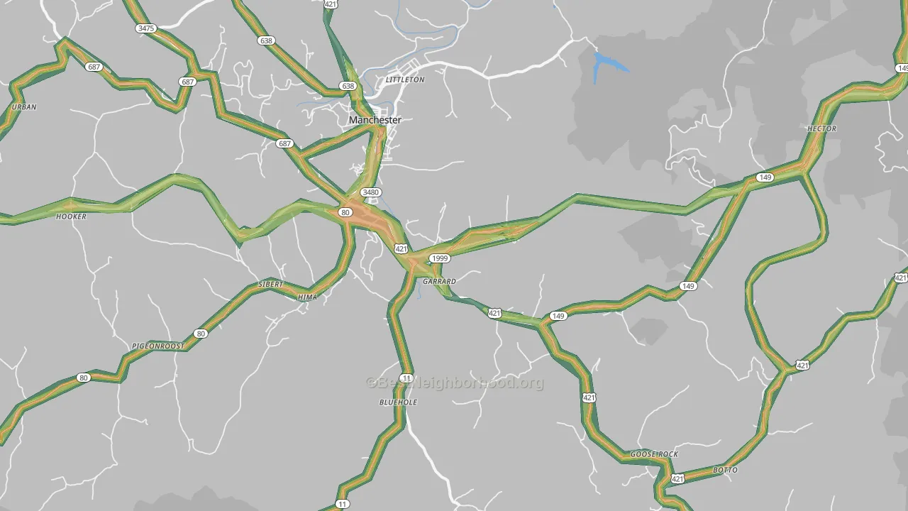 Garrard, KY Map of Noise Levels in Garrard