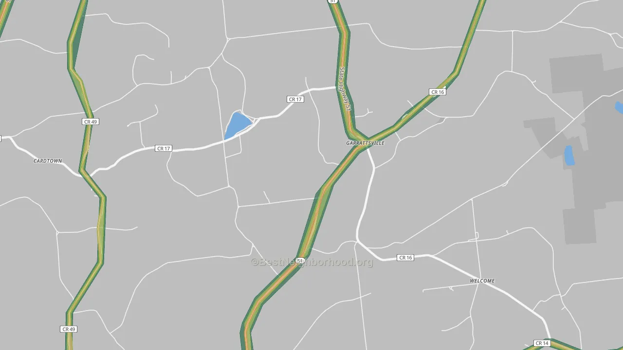 Garrattsville, NY Map of Noise Levels in Garrattsville