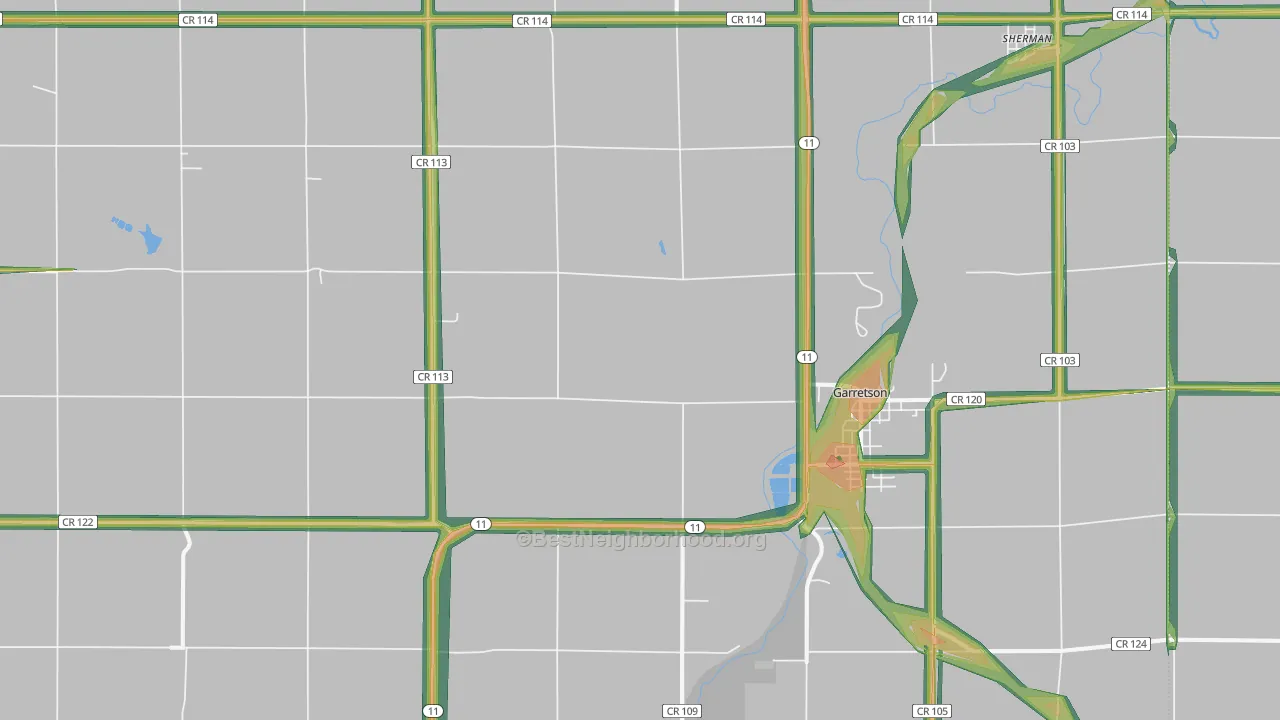 Garretson, SD Map of Noise Levels in Garretson