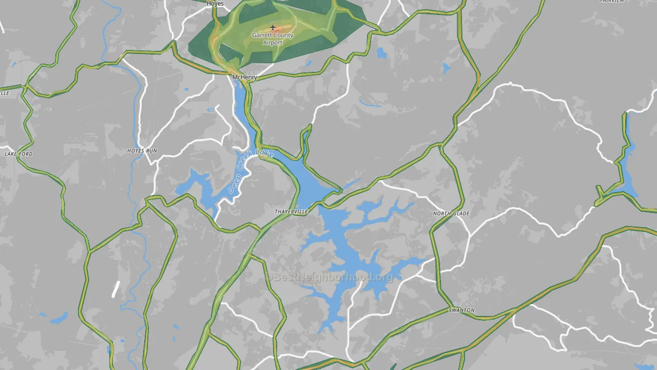 Garrett County, MD Map of Noise Levels in Garrett County