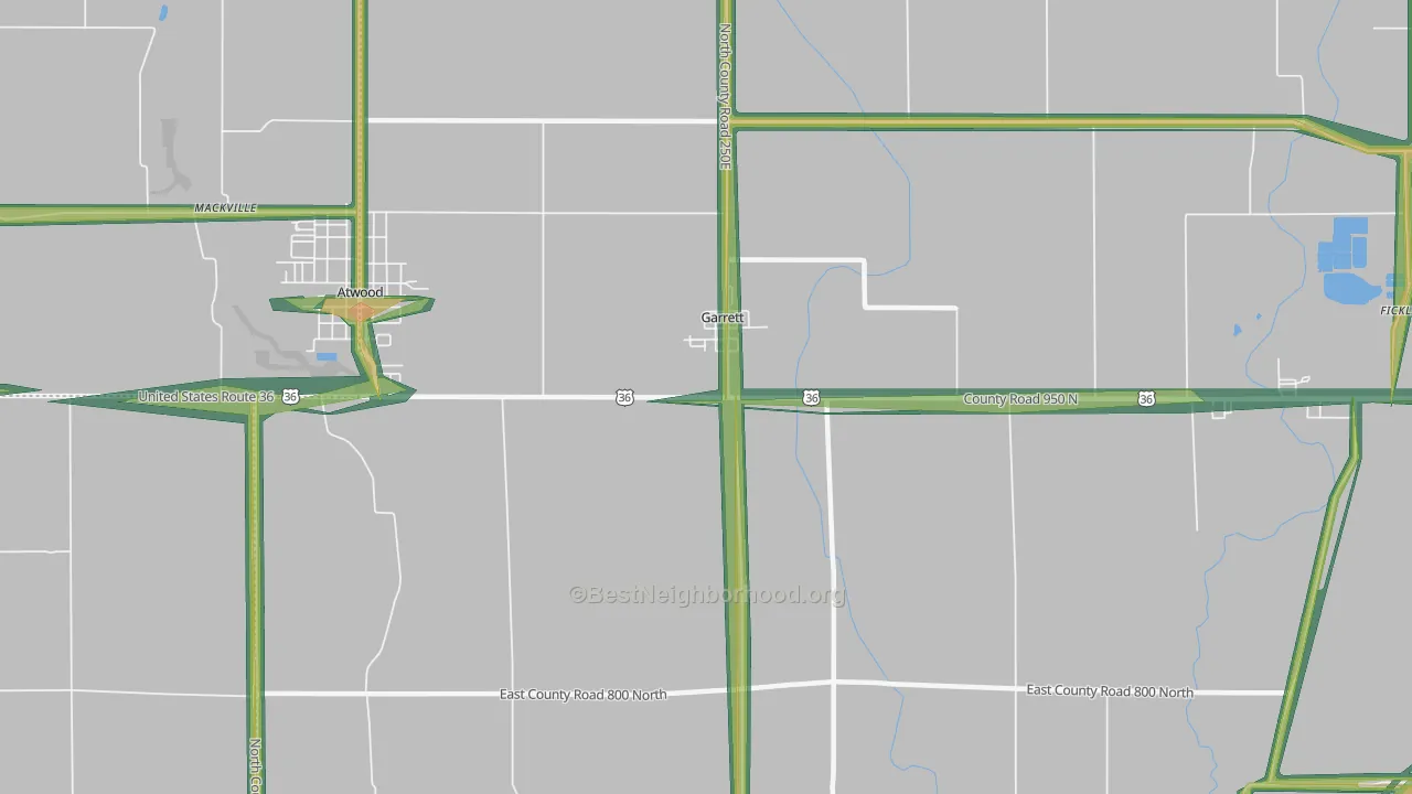 Garrett, IL Map of Noise Levels in Garrett