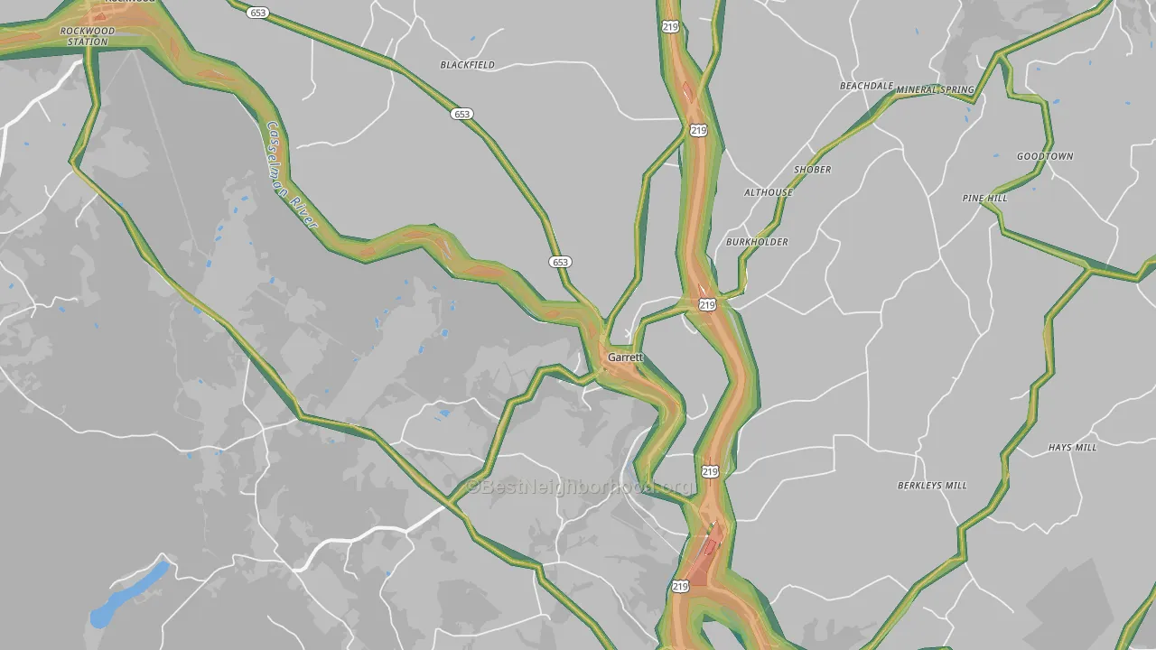Garrett, PA Map of Noise Levels in Garrett