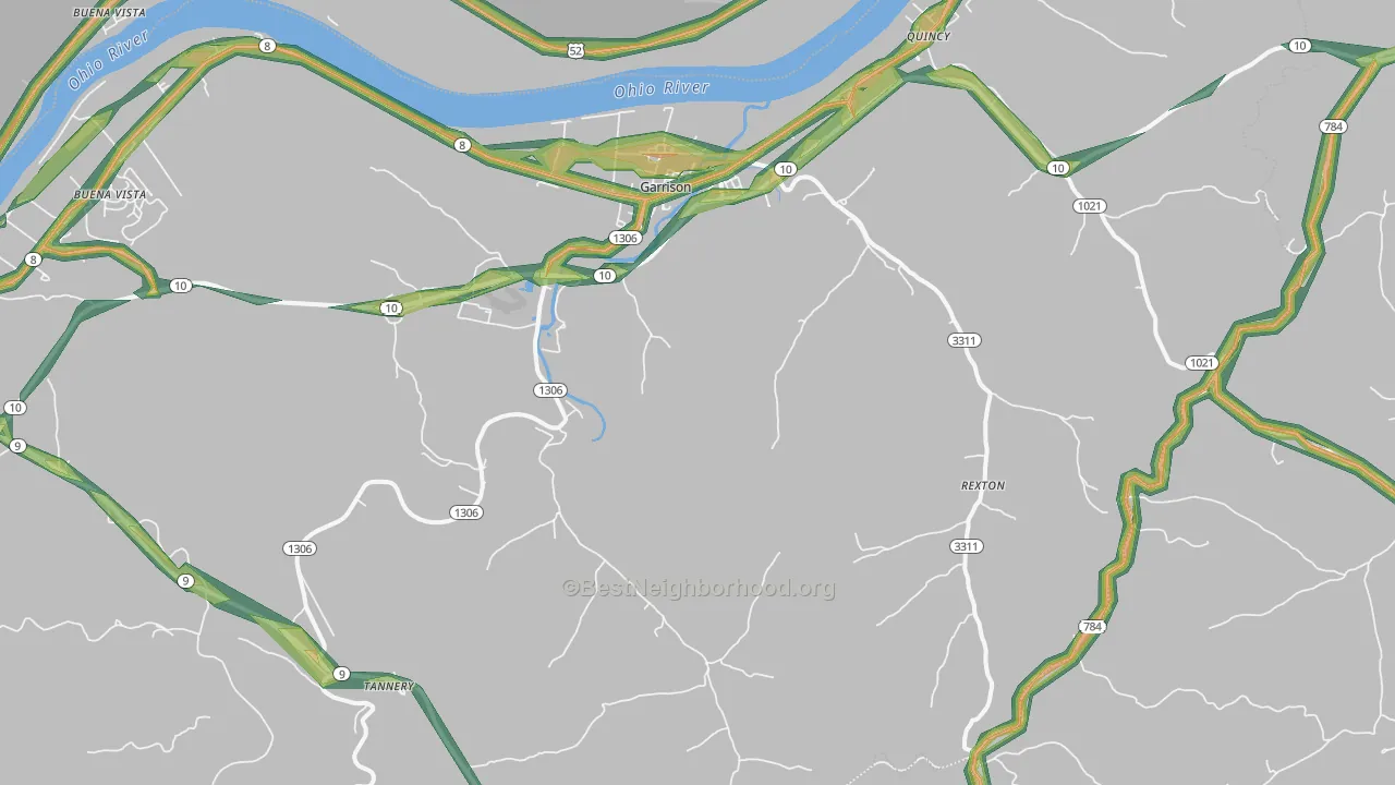 Garrison, KY Map of Noise Levels in Garrison