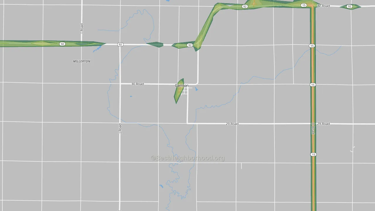 Garrison, NE Map of Noise Levels in Garrison