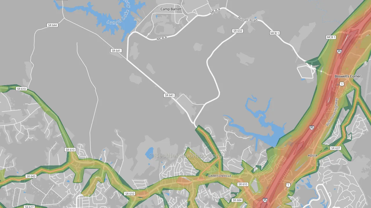 Garrisonville, VA Map of Noise Levels in Garrisonville