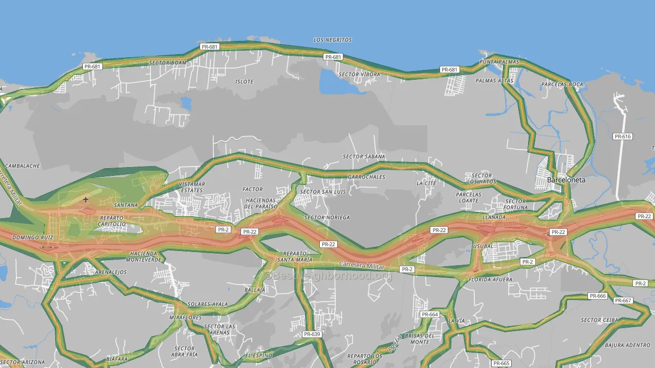 Garrochales, PR Map of Noise Levels in Garrochales