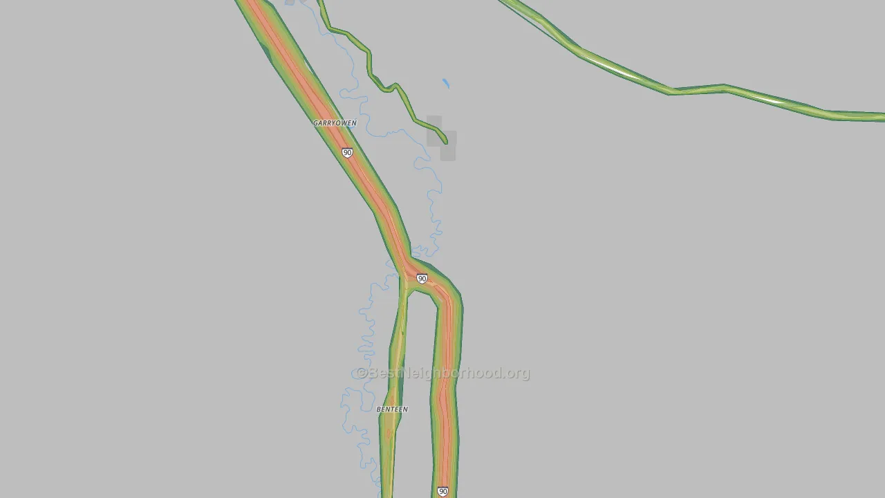 Garryowen, MT Map of Noise Levels in Garryowen