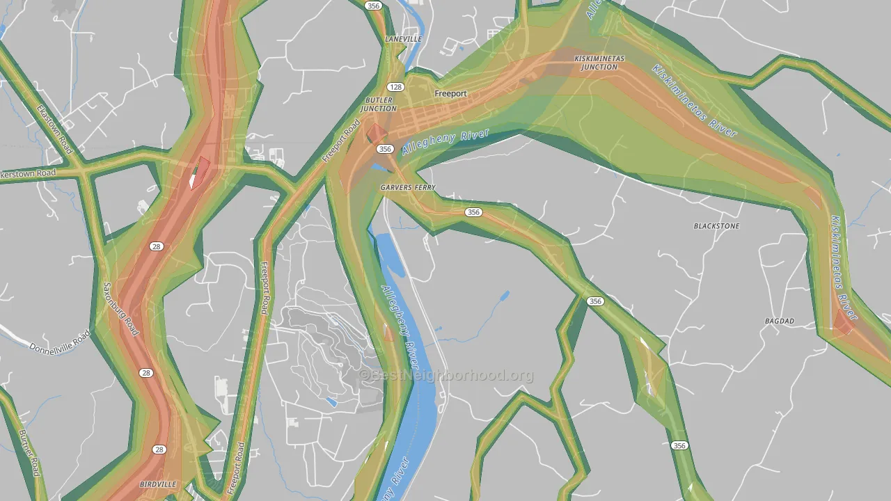 Garvers Ferry, PA Map of Noise Levels in Garvers Ferry