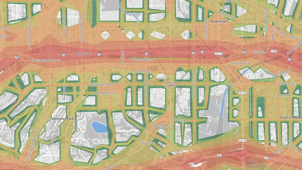 Garvey, Rosemead, CA Map of Noise Levels in Garvey
