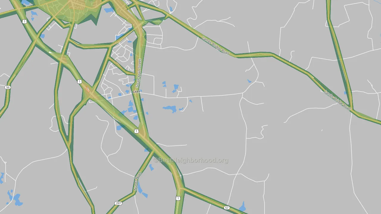 Gary, GA Map of Noise Levels in Gary