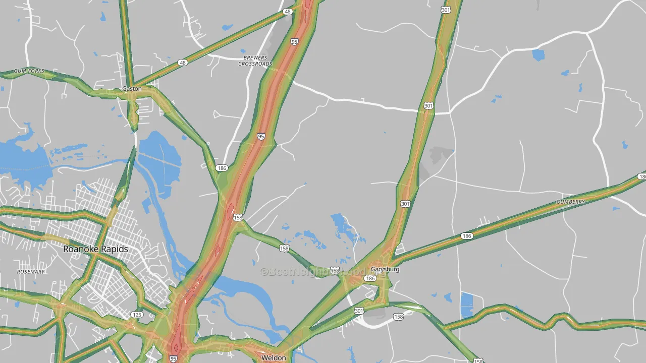 Garysburg, NC Map of Noise Levels in Garysburg
