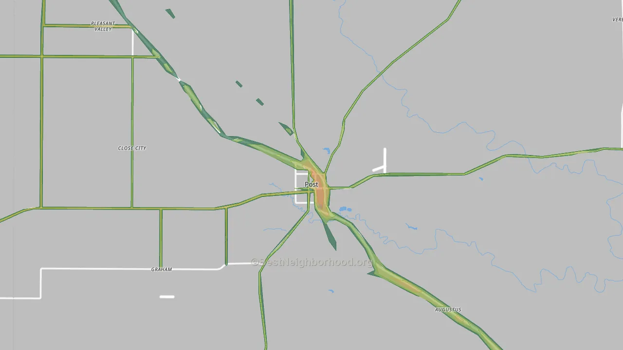 Garza County, TX Map of Noise Levels in Garza County