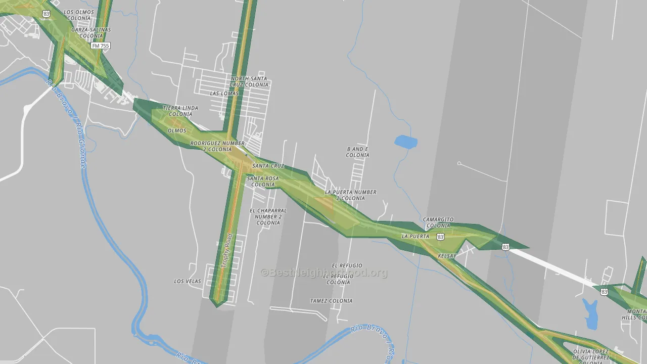 Garza-Salinas II, TX Map of Noise Levels in Garza-Salinas II