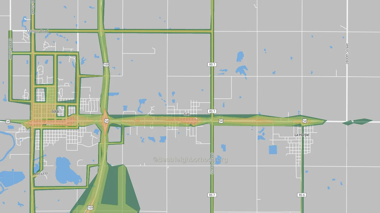 Gas, KS Map of Noise Levels in Gas