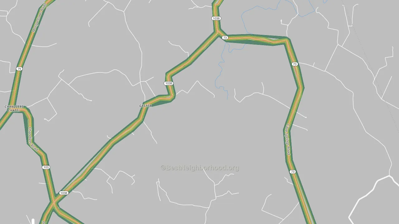 Gasper, KY Map of Noise Levels in Gasper