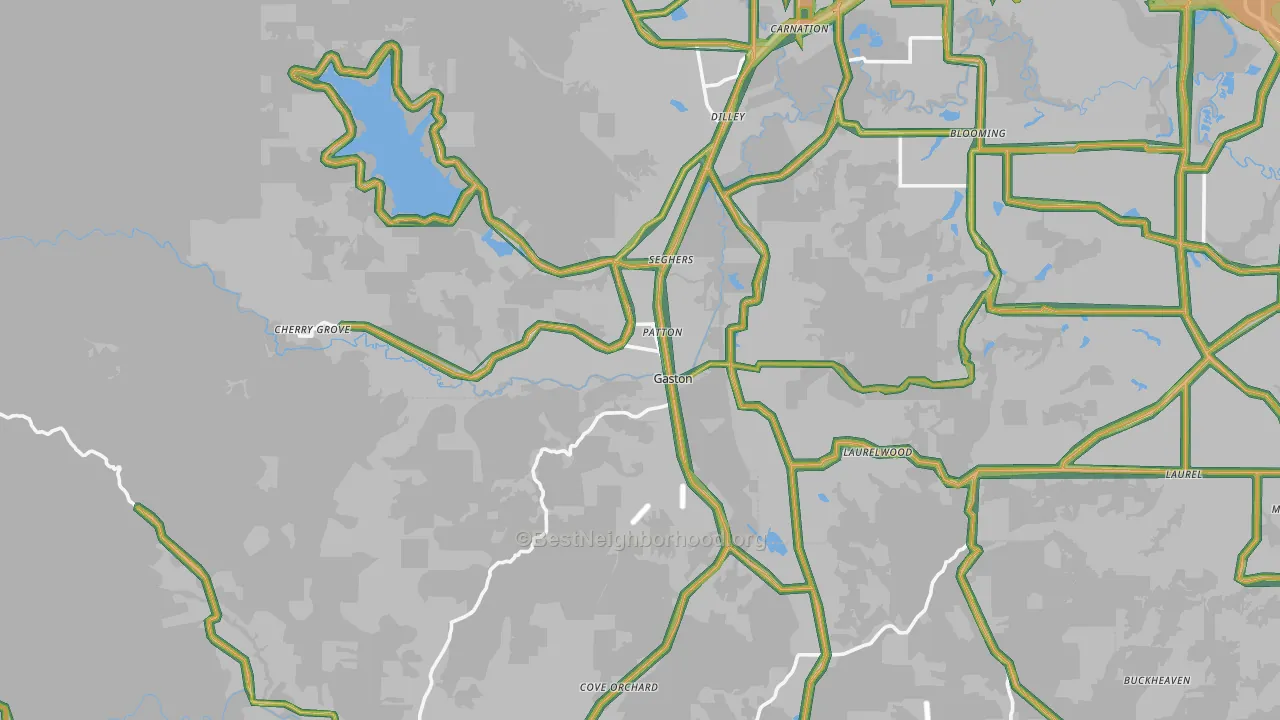 Gaston, OR Map of Noise Levels in Gaston