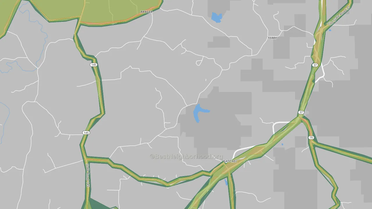 Gatchel, IN Map of Noise Levels in Gatchel