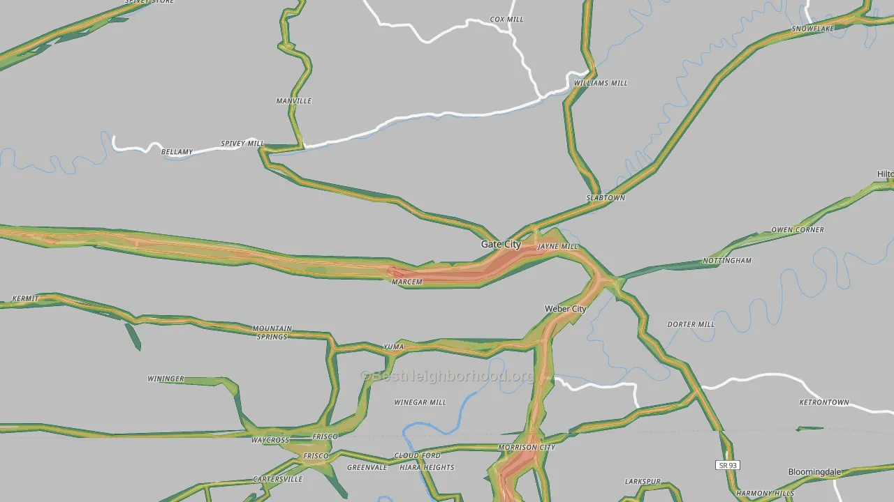 Gate City, VA Map of Noise Levels in Gate City
