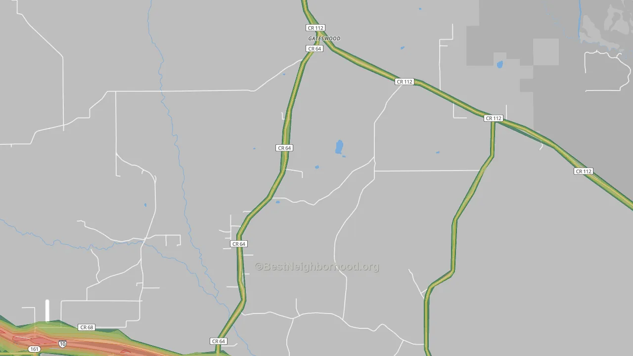 Gateswood, AL Map of Noise Levels in Gateswood