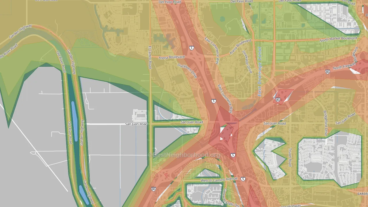 Gateway West, Sacramento, CA Map of Noise Levels in Gateway West