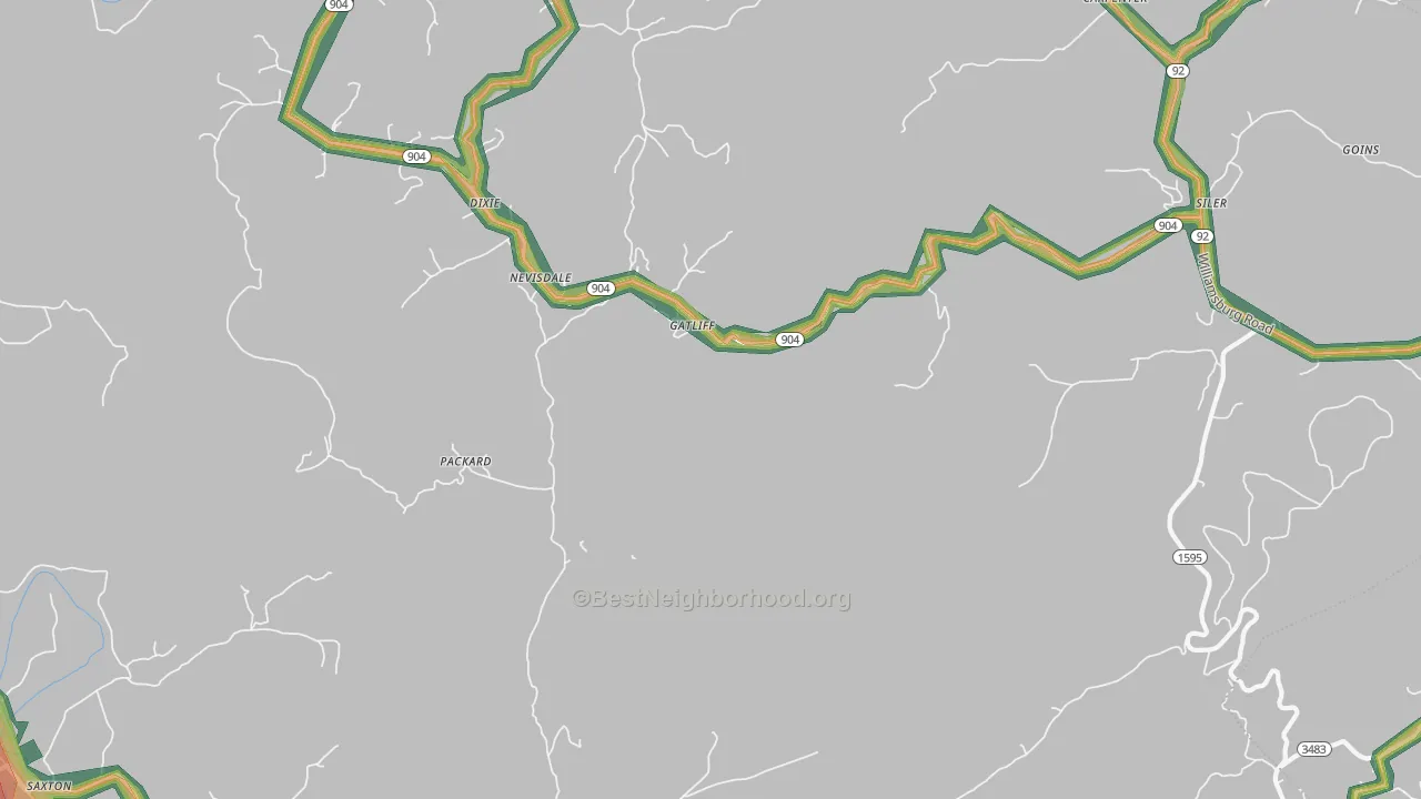 Gatliff, KY Map of Noise Levels in Gatliff