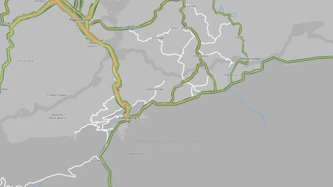Gatlinburg, TN Map of Noise Levels in Gatlinburg