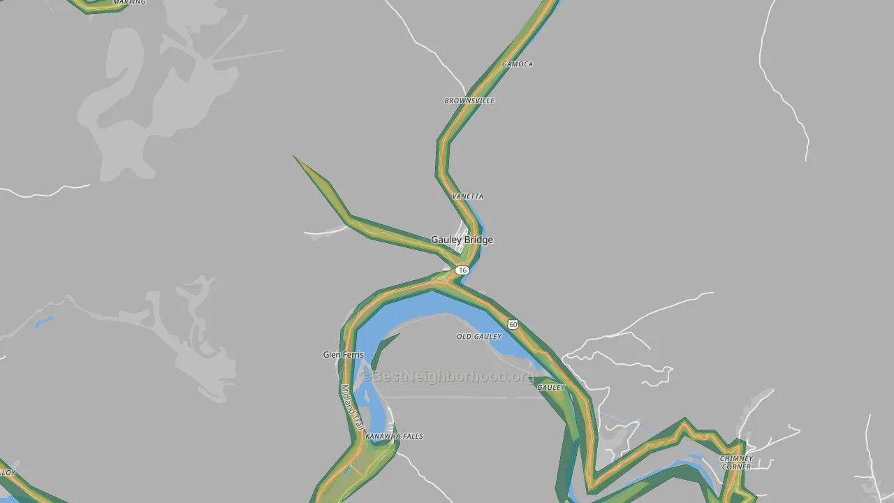 Gauley Bridge, WV Map of Noise Levels in Gauley Bridge