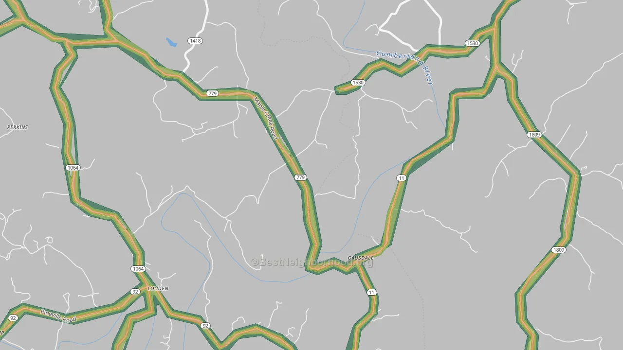 Gausdale, KY Map of Noise Levels in Gausdale
