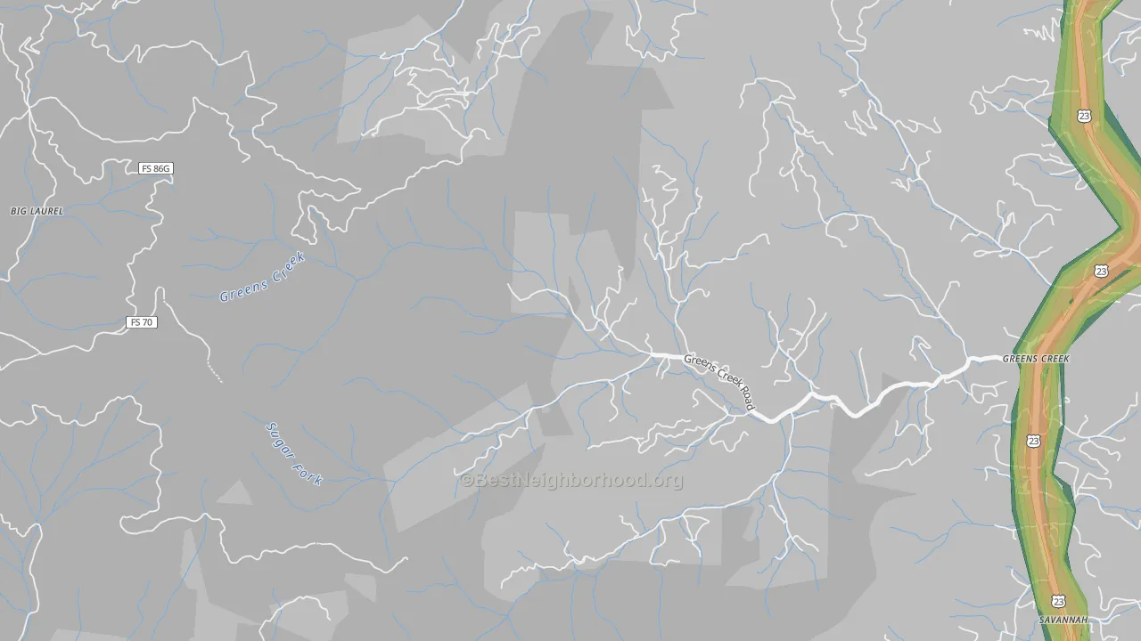 Gay, NC Map of Noise Levels in Gay