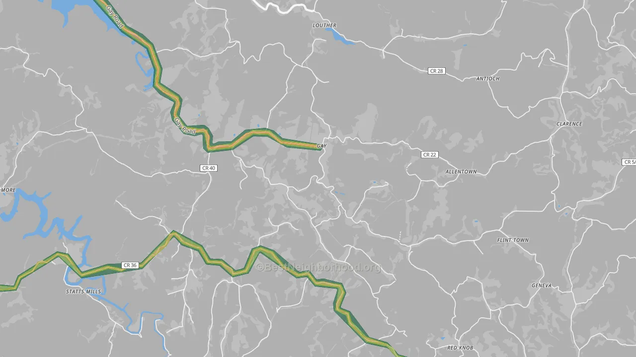 Gay, WV Map of Noise Levels in Gay