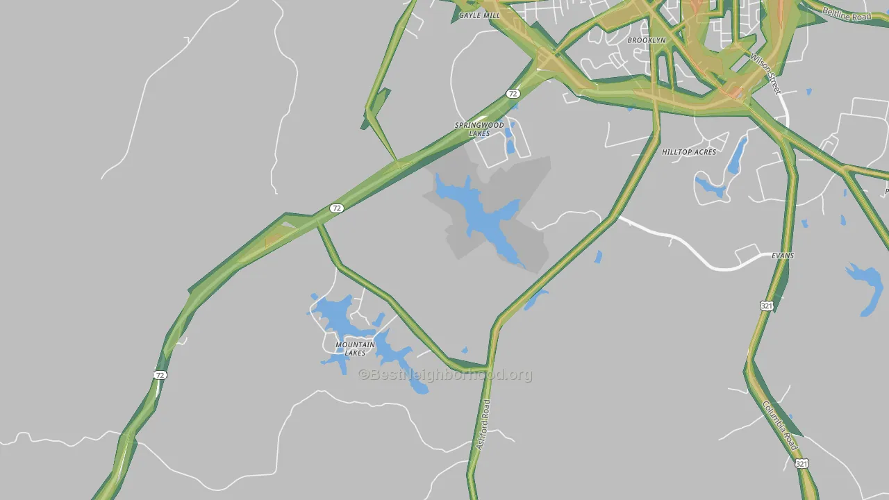 Gayle Mill, SC Map of Noise Levels in Gayle Mill