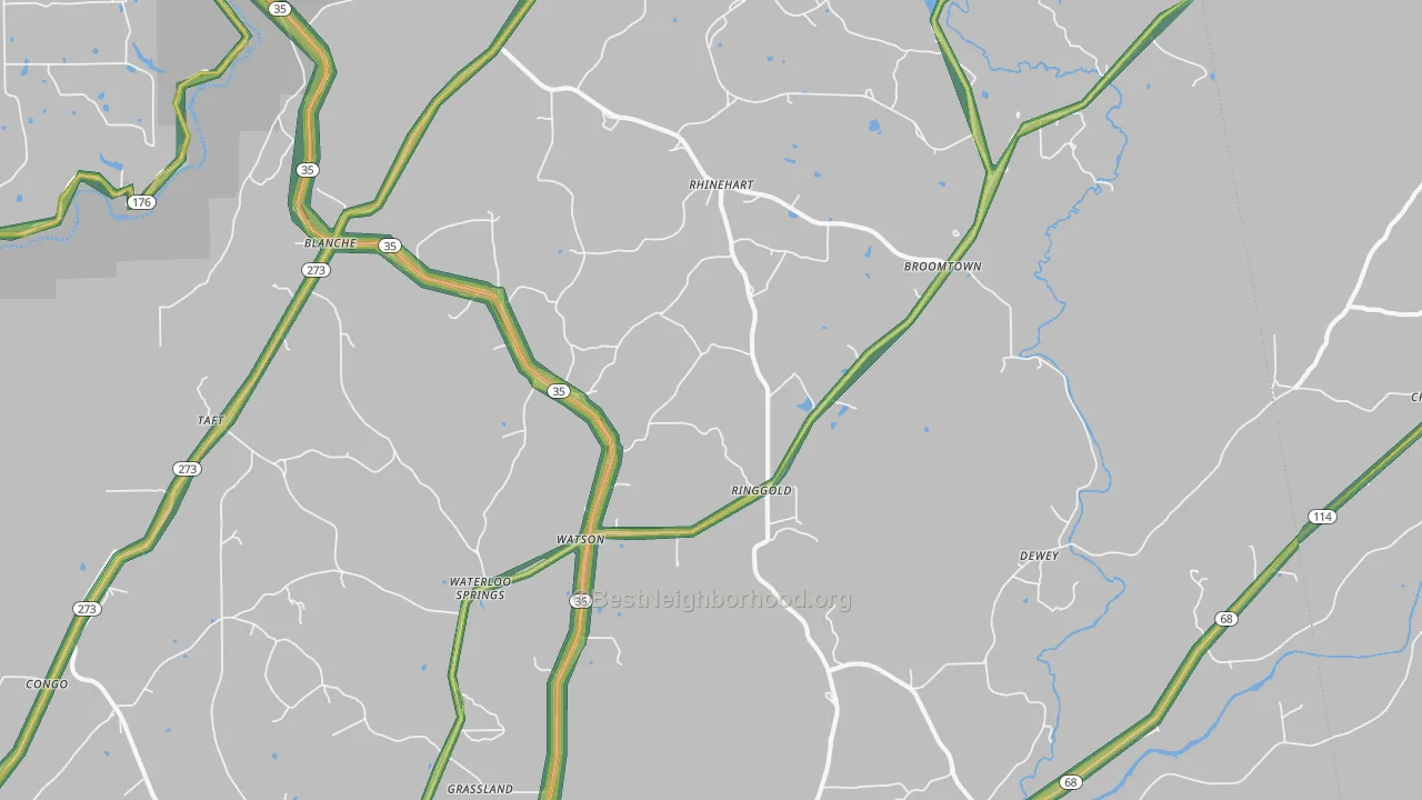 Gaylesville, AL Map of Noise Levels in Gaylesville
