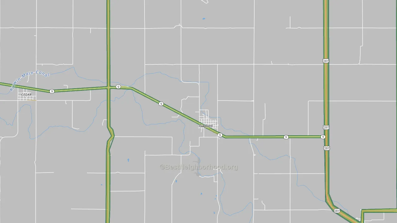 Gaylord, KS Map of Noise Levels in Gaylord