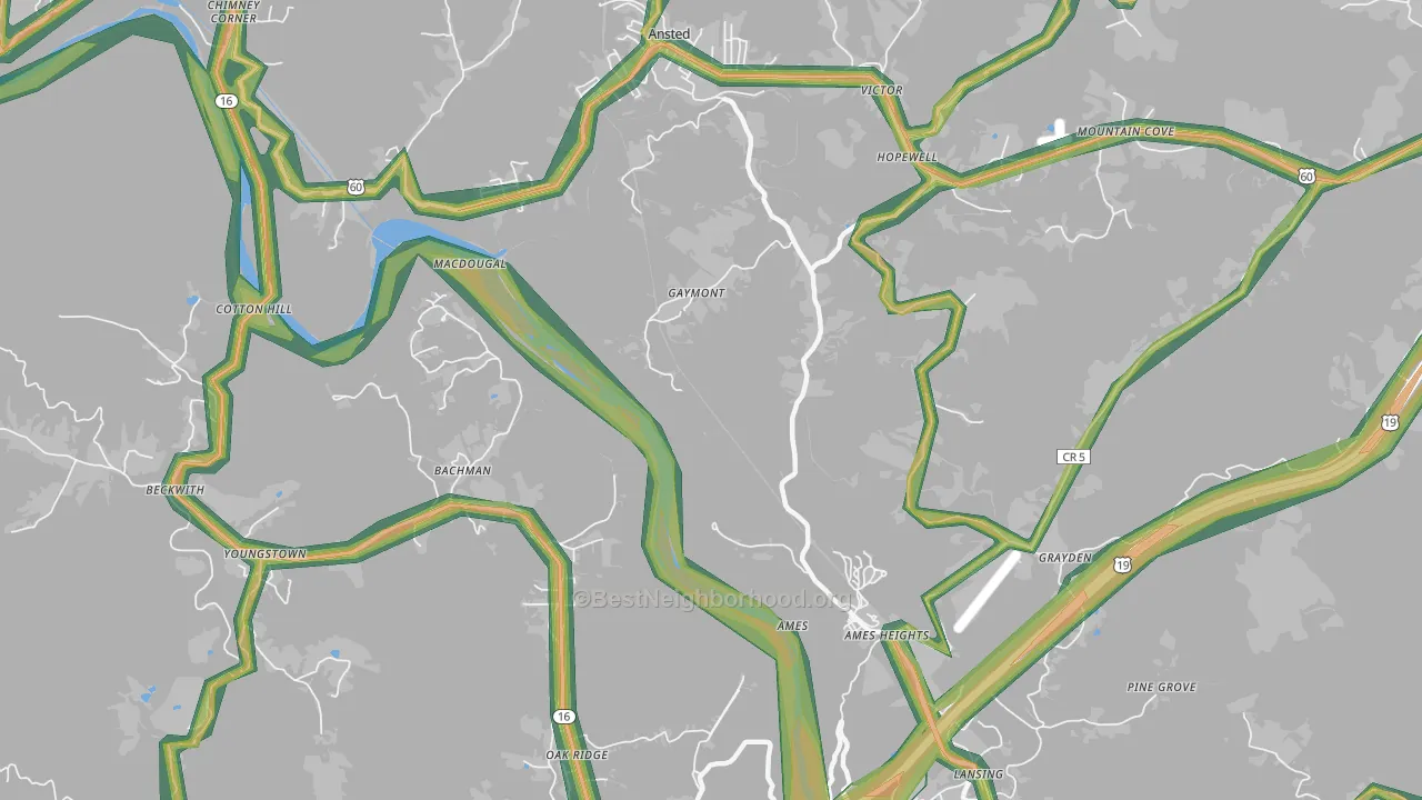Gaymont, WV Map of Noise Levels in Gaymont