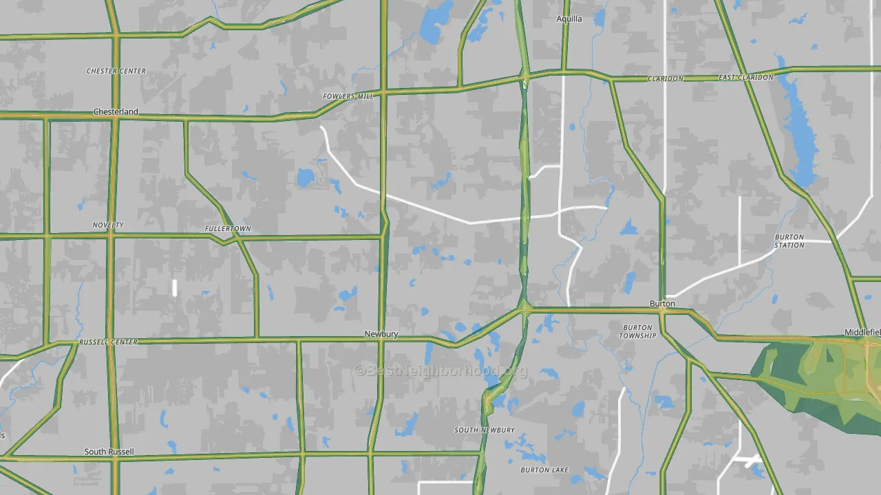 Geauga County, OH Map of Noise Levels in Geauga County
