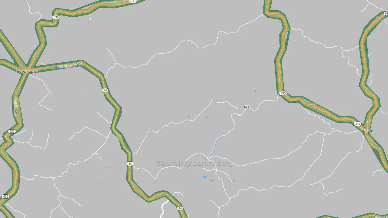 Gee, KY Map of Noise Levels in Gee