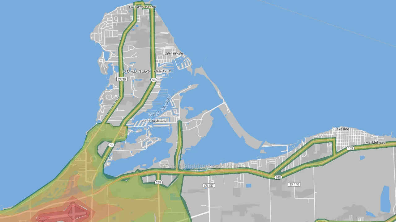 Gem Beach, OH Map of Noise Levels in Gem Beach