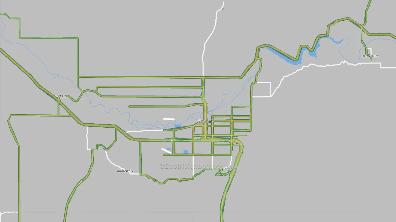 Gem County, ID Map of Noise Levels in Gem County