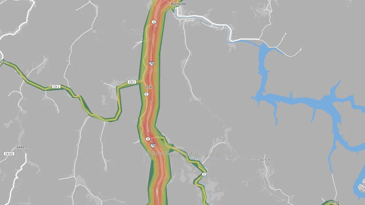 Gem, WV Map of Noise Levels in Gem