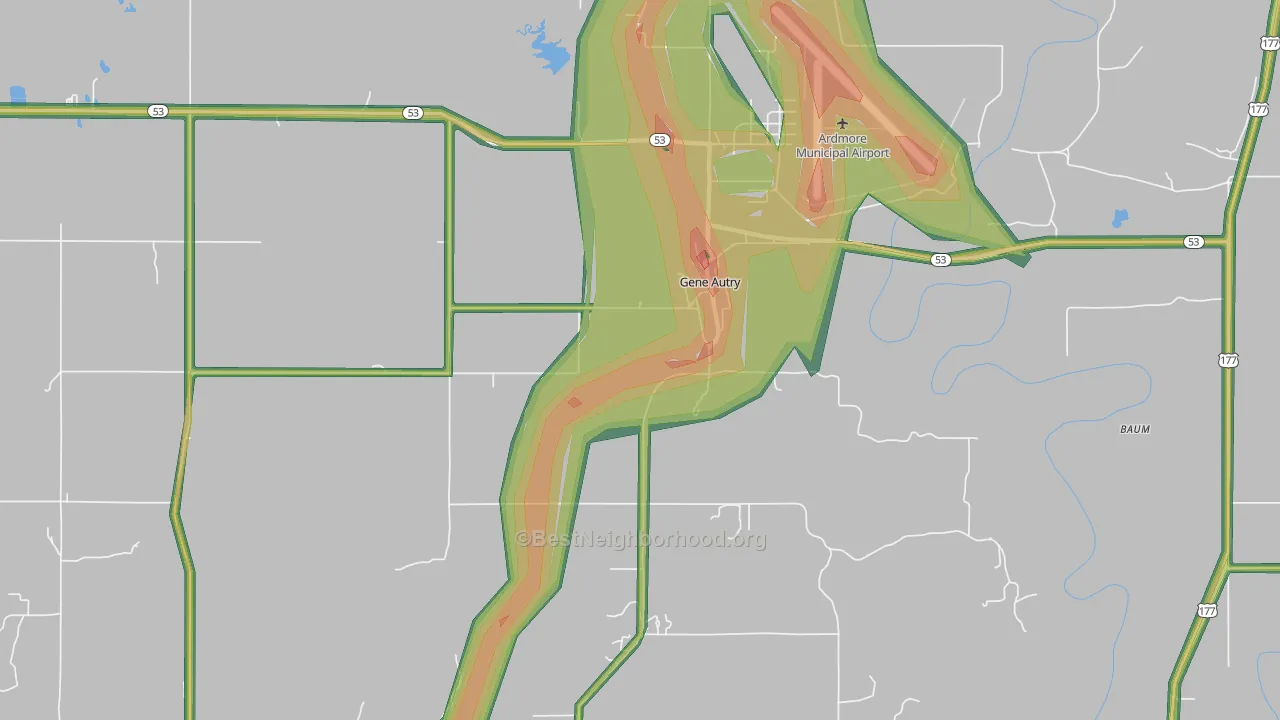 Gene Autry, OK Map of Noise Levels in Gene Autry